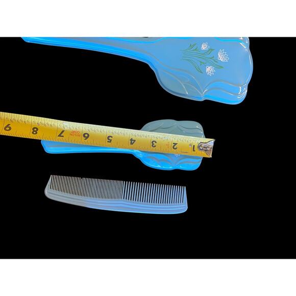 Vintage Vanity Set Hairbrush Brush Comb Mirror Blue Floral 1950s Childrens Girls - Picture 12 of 16